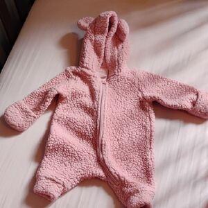 Adorable Pink Sherpa Baby Footie